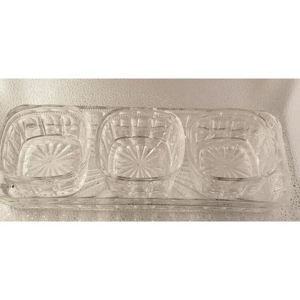 Crystal Relish Server 4-piece Server Serving Bowls Tray Set‎